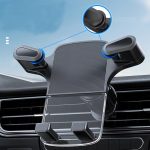 Univerzális autós mobiltelefontartó, szellőzőrácsra helyezhető, Gravitációs rögzítőrendszer, fekete