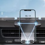 Univerzális autós mobiltelefontartó, szellőzőrácsra helyezhető, Gravitációs rögzítőrendszer, fekete