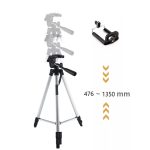 Tripod Állvány Fényképezőgéphez/Okostelefonhoz, 330A, akár 135cm, vízszintmérővel, ezüst