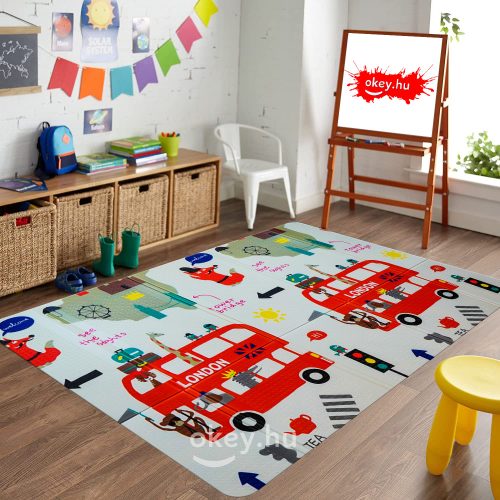 ⬜Habszivacs Kétoldalas Játszószőnyeg  180x200cm (London ès Maci minta)