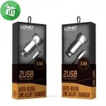 LDNIO Autós USB szivargyújtó töltő, 2xUSB csatlakozóval, Quick Charge 3.0, 5V/3,6A/18W, ezüst
