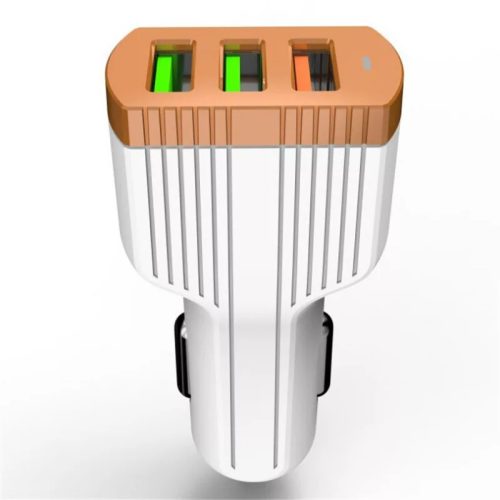 LDNIO Autós USB szivargyújtó töltő, 3xUSB csatlakozóval, Quick Charge 3.0, 5V/7A, fehér