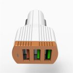 LDNIO Autós USB szivargyújtó töltő, 3xUSB csatlakozóval, Quick Charge 3.0, 5V/7A, fehér