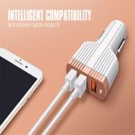 LDNIO Autós USB szivargyújtó töltő, 3xUSB csatlakozóval, Quick Charge 3.0, 5V/7A, fehér