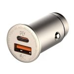 LDNIO Autós USB szivargyújtó töltő, 1xUSB-C, 1xUSB csatlakozóval, Quick Charge 4.0, 5V/3A/30W, ezüst