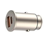 LDNIO Autós USB szivargyújtó töltő, 1xUSB-C, 1xUSB csatlakozóval, Quick Charge 4.0, 5V/3A/30W, ezüst