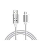 Adat-és töltőkábel DC09, MicroUSB/USB csatlakozó, hangra bekapcsoló villogó fénnyel, 2A gyors töltés, 1 méter, fehér