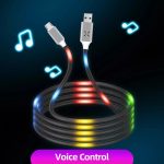 Lightning adat-és töltőkábel DC10, Lightning/USB csatlakozó, hangra bekapcsoló villogó fénnyel, 2A gyors töltés, 1 méter, fekete