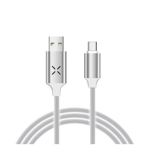 Adat-és töltőkábel DC11, USB-C/USB csatlakozó, hangra bekapcsoló villogó fénnyel, 2A gyors töltés, 1 méter, fehér-ezüst