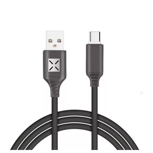 Adat-és töltőkábel DC11, USB-C/USB csatlakozó, hangra bekapcsoló villogó fénnyel, 2A gyors töltés, 1 méter, fekete