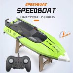 Toys Sky Távirányítós csónak, 2,4 GHz-es rádióvezérlésű versenyhajó, 1:36 arány, újratölthető akkumulátorral, 25km/h, 14 év feletti gyermekek számára, zöld