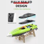 Toys Sky Távirányítós csónak, 2,4 GHz-es rádióvezérlésű versenyhajó, 1:36 arány, újratölthető akkumulátorral, 25km/h, 14 év feletti gyermekek számára, zöld