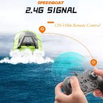 Toys Sky Távirányítós csónak, 2,4 GHz-es rádióvezérlésű versenyhajó, 1:36 arány, újratölthető akkumulátorral, 25km/h, 14 év feletti gyermekek számára, zöld