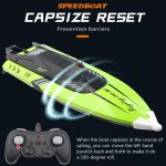 Toys Sky Távirányítós csónak, 2,4 GHz-es rádióvezérlésű versenyhajó, 1:36 arány, újratölthető akkumulátorral, 25km/h, 14 év feletti gyermekek számára, zöld