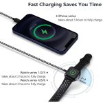 2 az 1-ben Lightning + Vezeték nélküli töltés, iPhone, iPad és Apple Watch töltőkábel, fehér-fekete