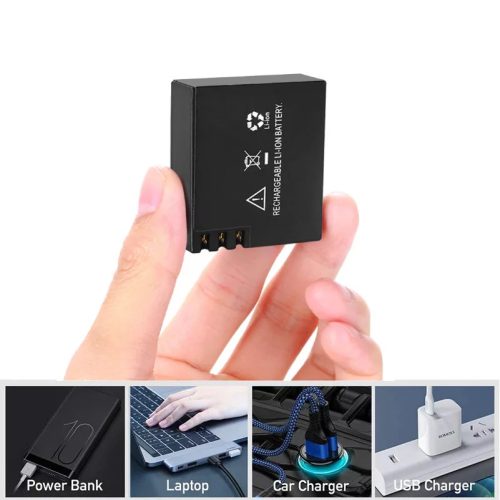 2 db Sportkamera Akkumulátor, 900mAh 3.7V, fekete