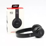 Bluetooth Fejhallgató, beépített mikrofonnal, ST3 hívásfogadás/hangerőszabályzó/számváltó, Bluetooth + MicroSD + FM rádió + 3,5mm jack, fekete