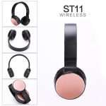 Bluetooth Fejhallgató, beépített mikrofonnal, hívásfogadás/hangerőszabályzó/számváltó, Bluetooth + MicroSD + 3,5mm jack sztereó, Rosegold