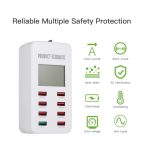 Smart USB hálózati töltő, 8xUSB port, 35W gyorstöltés, LCD kijelzővel, fehér