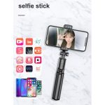 Bluetooth Szelfibot Tripod Funkcióval, 18.5cm-68cm, 10m távirányító hatótáv, fekete