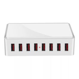   USB hálózati töltő, 8xUSB port, 40W gyorstöltés, fehér