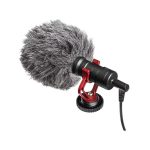 Univerzális Kardioid Kondenzátor Mikrofon, TRS és TRRS csatlakozóval, vlogging, interjú, élő közvetítés, videofelvételhez, fekete