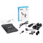 Csiptetős Dual sztereó Mikrofon, 3.5mm Jack csatlakozóval, vlogging, interjú, élő közvetítés, videofelvétel hangsávhoz, Szélzaj-védő szivaccsal, fekete