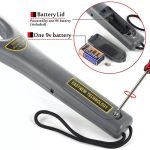 Fémdetektor, Metal Detector, Fémkereső, 10cm hatótávolság, 19,8~24,2kHz között keres, ruhában, táskában, bejáratnál, biztonsági kapuknál