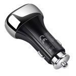Autós USB szivargyújtó töltő, 1xUSB-C, 1xUSB csatlakozóval, gyors töltés 5V/3A/38W, fekete/ezüst