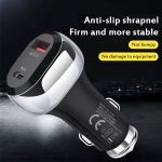 Autós USB szivargyújtó töltő, 1xUSB-C, 1xUSB csatlakozóval, gyors töltés 5V/3A/38W, fekete/ezüst