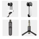 Gimbal Q09 Mobiltelefon Képstabilizátor, 1 tengelyes, vakuval, Bluetooth v4.0, újratölthető akkumulátor, fekete