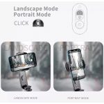 Gimbal Q09 Mobiltelefon Képstabilizátor, 1 tengelyes, vakuval, Bluetooth v4.0, újratölthető akkumulátor, fekete
