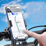Kerékpár és Motorkerékpáros Telefontartó DC01, Kormányra rögzíthető, 360°-ban forgatható, fekete