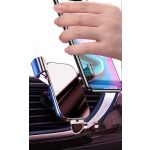 Autós Telefontartó, YC11, szellőzőrácsra illeszthető, 360°-ban forgatható, ezüst-fekete
