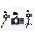 Telefon Stabilizátor, UURIG PH-10, Bluetooth távirányítós, 3 LED fény fokozat+ vakupapucs csatlakozó + 1/4" tripod csavarmenet, fekete