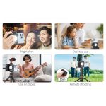 Telefon Stabilizátor, UURIG PH-10, Bluetooth távirányítós, 3 LED fény fokozat+ vakupapucs csatlakozó + 1/4" tripod csavarmenet, fekete