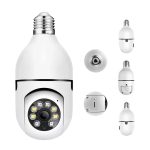 Beltéri IP Térfigyelő Kamera, V380PRO, FullHD, 1080p, MicroSD, mozgásérzékelés, éjszakai látás, E27 foglalatba, fehér