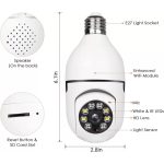 Beltéri IP Térfigyelő Kamera, V380PRO, FullHD, 1080p, MicroSD, mozgásérzékelés, éjszakai látás, E27 foglalatba, fehér
