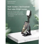 Hordozható mini LED lámpa, mobiltelefontartóval, fotó és videó készitéshez, fényerősség, színhőmérséklet állitható, fekete
