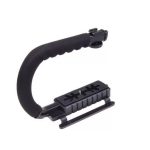 Univerzális VideoRig foglalat Fényképezőgépekhez, C alakú fogantyú, 1/4" menet, vakupapucs foglalat, fekete