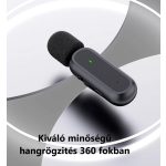 Professzionális dupla vezeték nélküli Mikrofon, töltő dokkolóval, vlogging-, interjú-, élő közvetítés-, videofelvételhez, fekete
