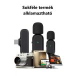Professzionális dupla vezeték nélküli Mikrofon, töltő dokkolóval, vlogging-, interjú-, élő közvetítés-, videofelvételhez, fekete