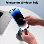 Asztali mobiltelefon és tablet állvány, alumínium, 360°-ban forgatható, összecsukható, szürke