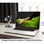 Hordozható Digitális Mikroszkóp, OTG csatlakozóval, 8 LED, 5x optikai zoom, 50->1000x digitális képnagyítás, fekete