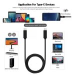 Adat és töltő kábel, USB-C/USB-C csatlakozó, 100W gyorstöltés, 10Gbps adat átvétel, 1 méter, fekete