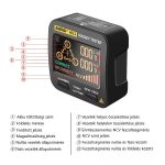 Multifunkciós Konnektor dugalj teszter, digitális hálózati aljzat teszter, aljzatvizsgáló, LCD kijelző, fekete