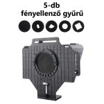 Hordozható Súgógép, Kamerás és Okostelefon felvételhez, objektív rögzítése 8 különböző gyűrűvel, 2db vakupapucs foglalat + 1/4" rögzítő csavarmenet, élő közvetítéshez vagy interjúhoz, fekete