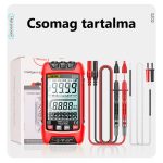 Intelligens digitális multiméter, 3” LCD kijelző, méri a DC/AC áramot, feszültséget, hőmérsékletet, diódát, ellenállást, frekvenciát tesztel, piros-fekete