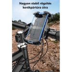 Kerékpár és Motorkerékpáros Mobiltelefontartó YF80, Kormányra rögzíthető, 360°-ban forgatható, csúszásgátló, fekete