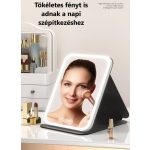 Professzionális LED-es Kozmetikai Tükör, sminkhez, állítható fényerő, összecsukható, érintős szenzor, újratölthető akkumulátor, pink